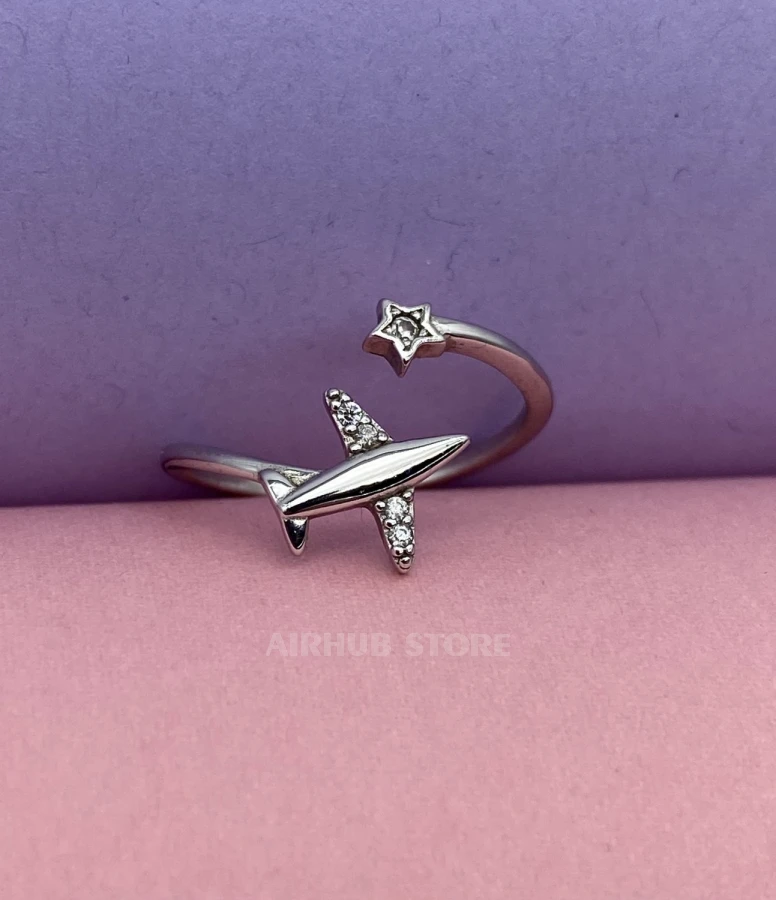 Airplane zirconium wings Ring