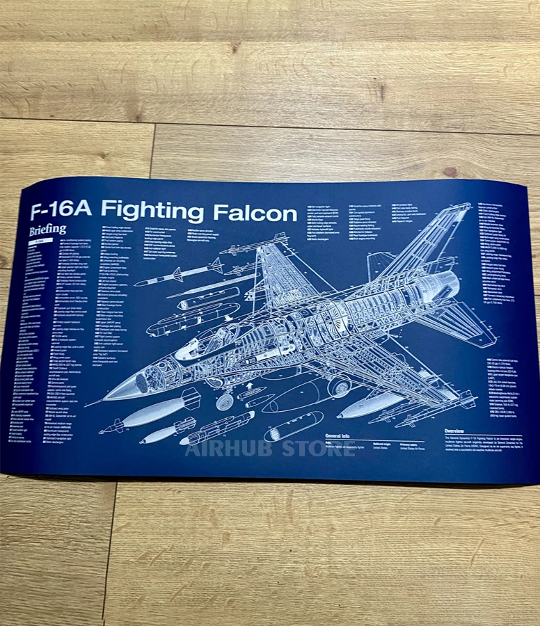 Fighter jet F-16A Fighting Falcon Poster Blueprint