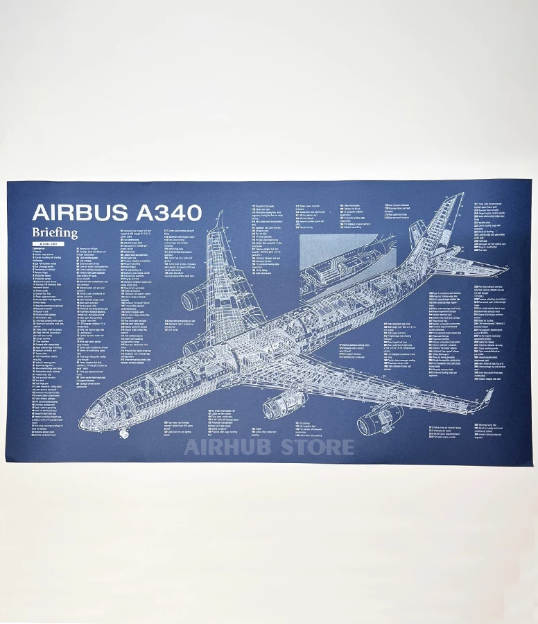 Airbus A340 airplane Poster Blueprint