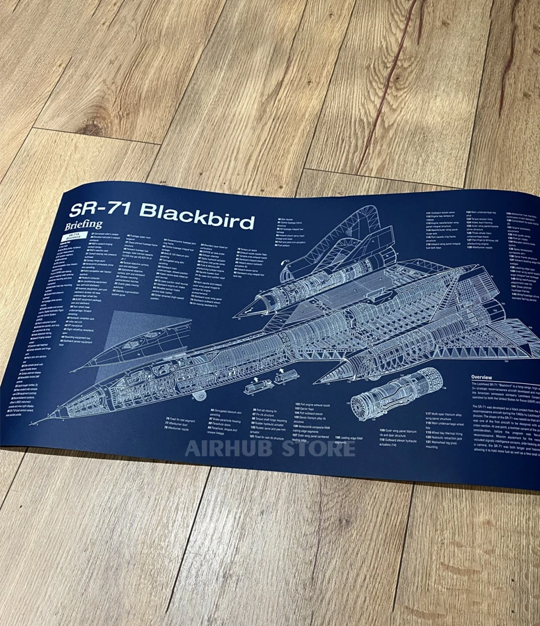 SR-71 Blackbird reconnaissance aircraft Poster Blueprint