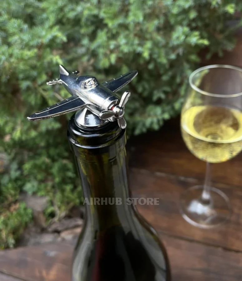 Bottle cork with an airplane in flight