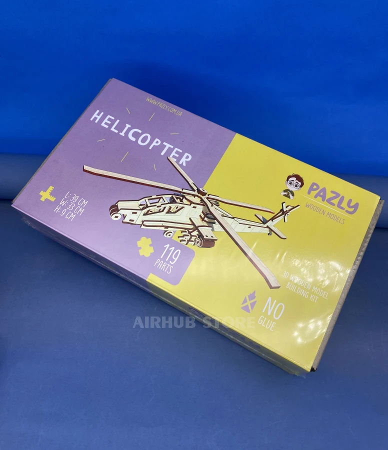 Wooden helicopter AH-64 Apache construction set