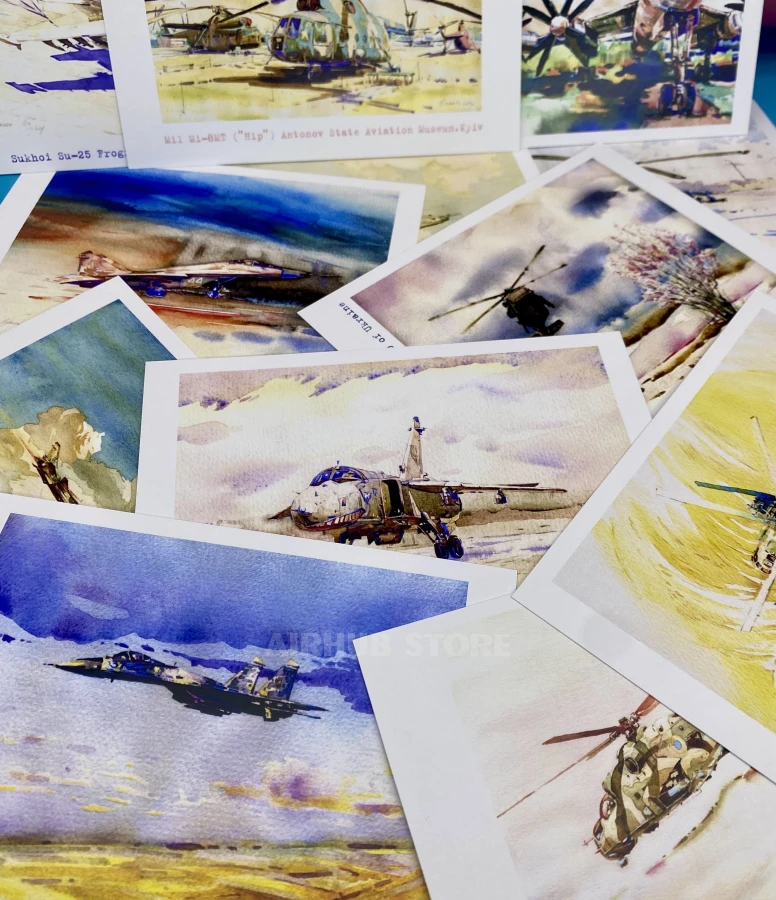 Watercolor postcards Ukrainian Air Force