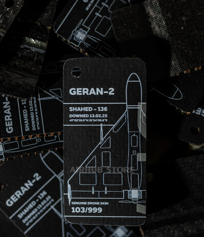 Keychain made from a downed russian kamikaze drone Shahed 136 Geran 2 Black