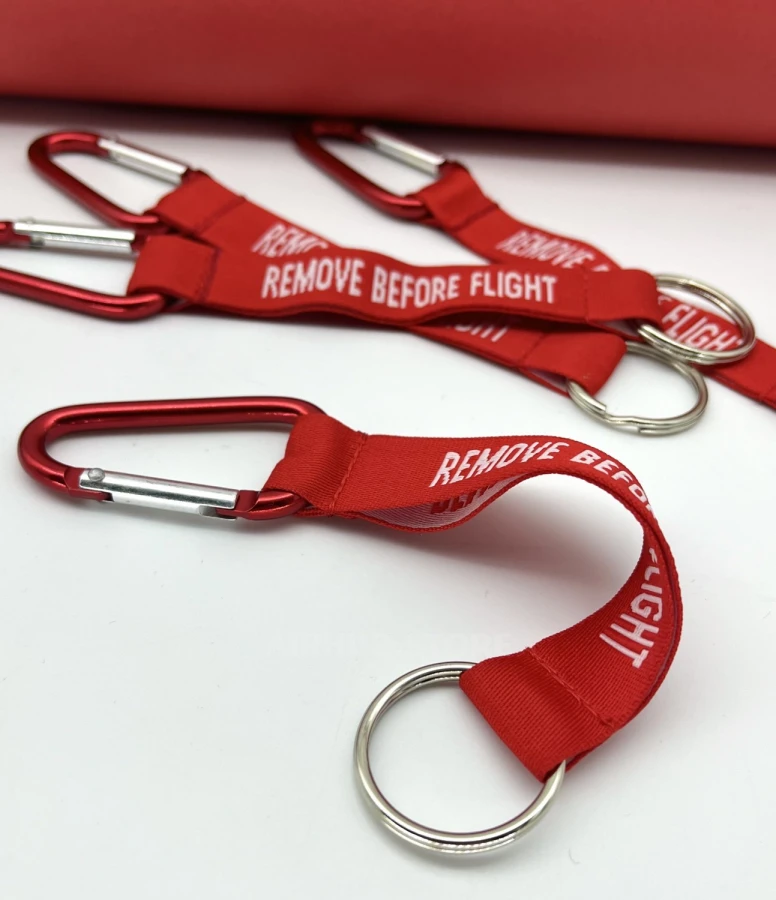 Remove Before Flight with carabiner Keychain