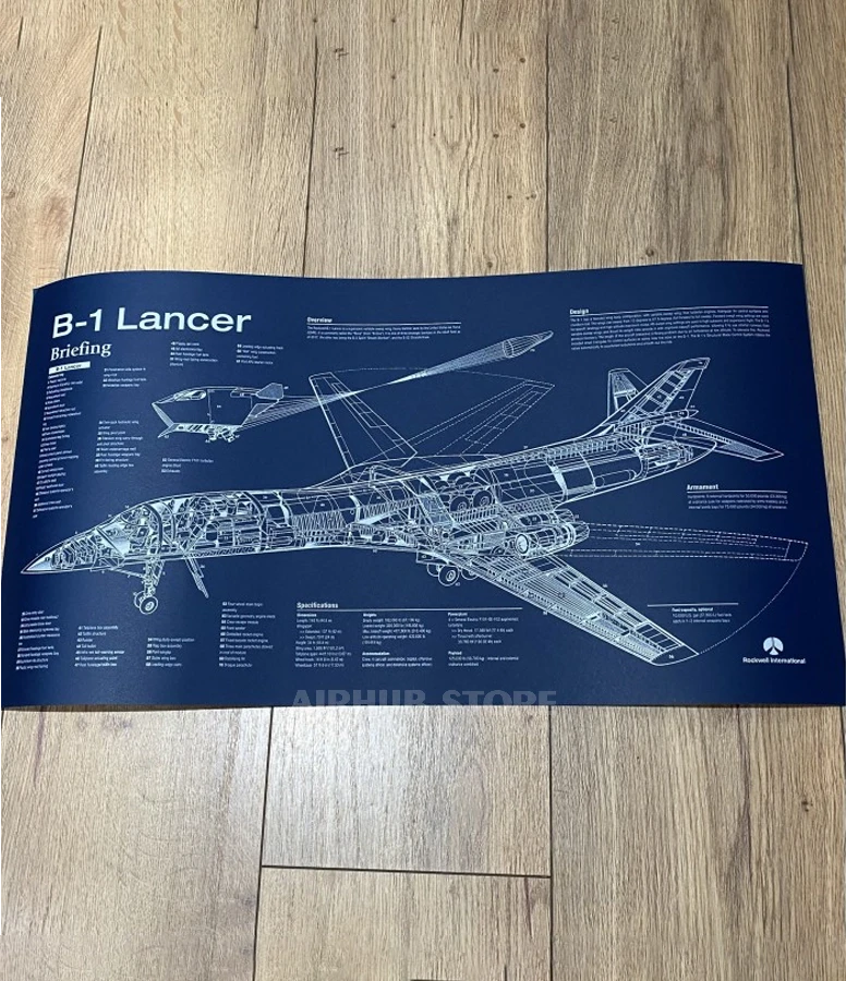 B-1 Lancer Bomber Poster Blueprint