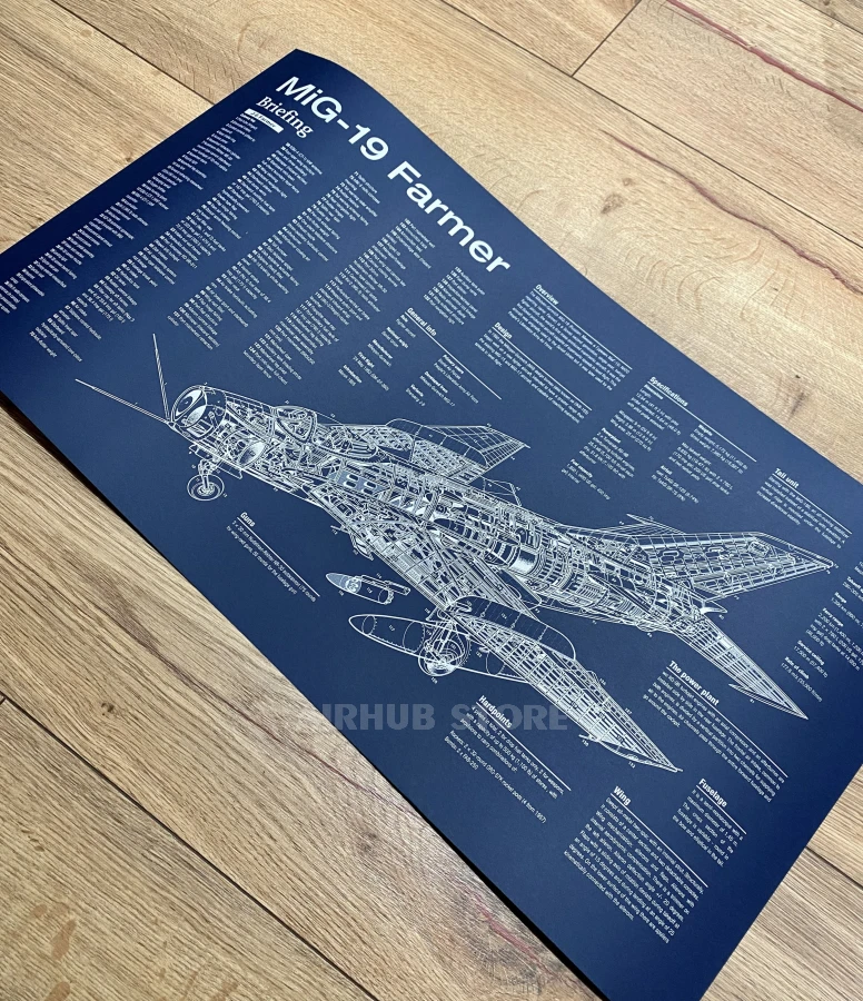MiG-19 Farmer fighter jet Poster Blueprint