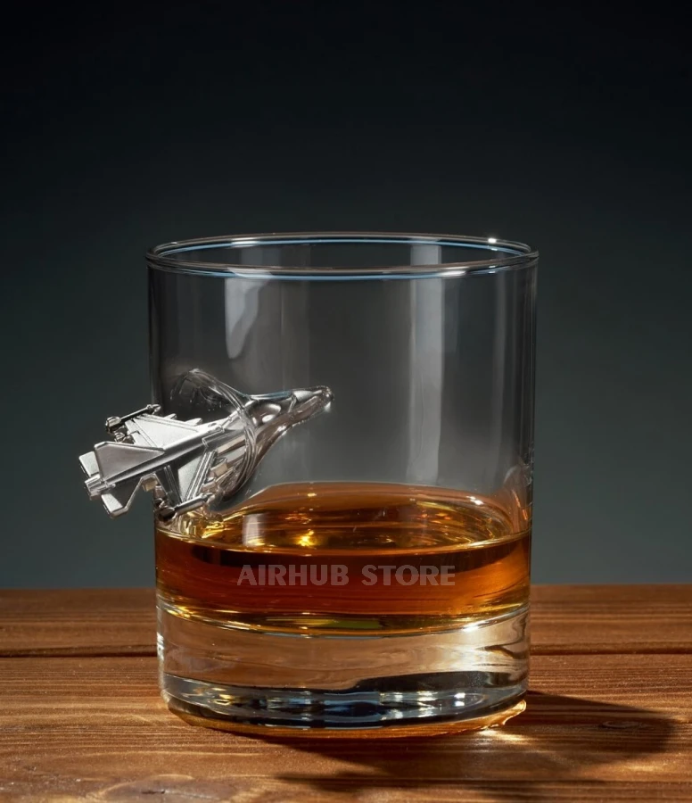 Glass with F-16 Fighting Falcon