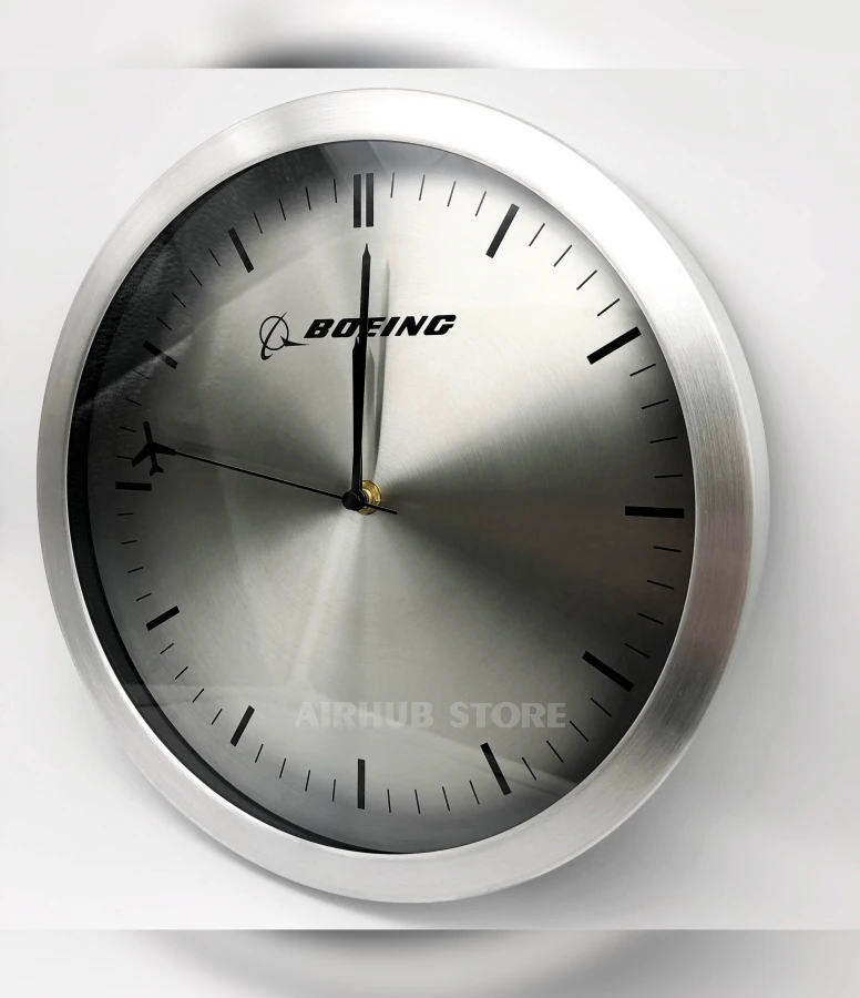 Boeing Rotating Plane Silver Clock