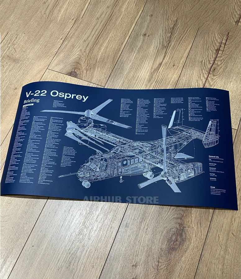 V-22 Osprey Convertoplane Poster Blueprint