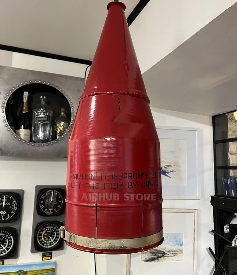 Suspended lamp made from the protective cap of an R-27 missile