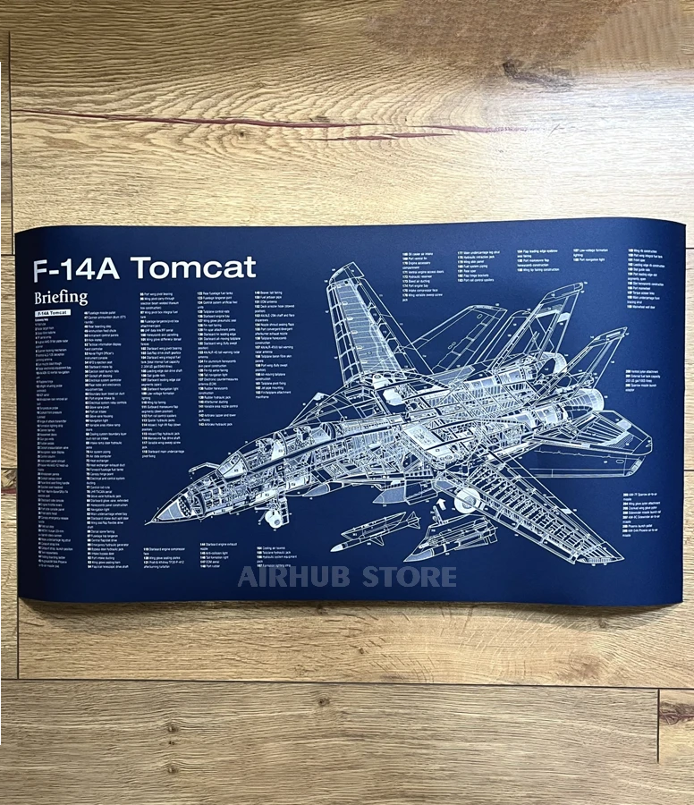 Fighter jet F-14 Tomcat Poster Blueprint